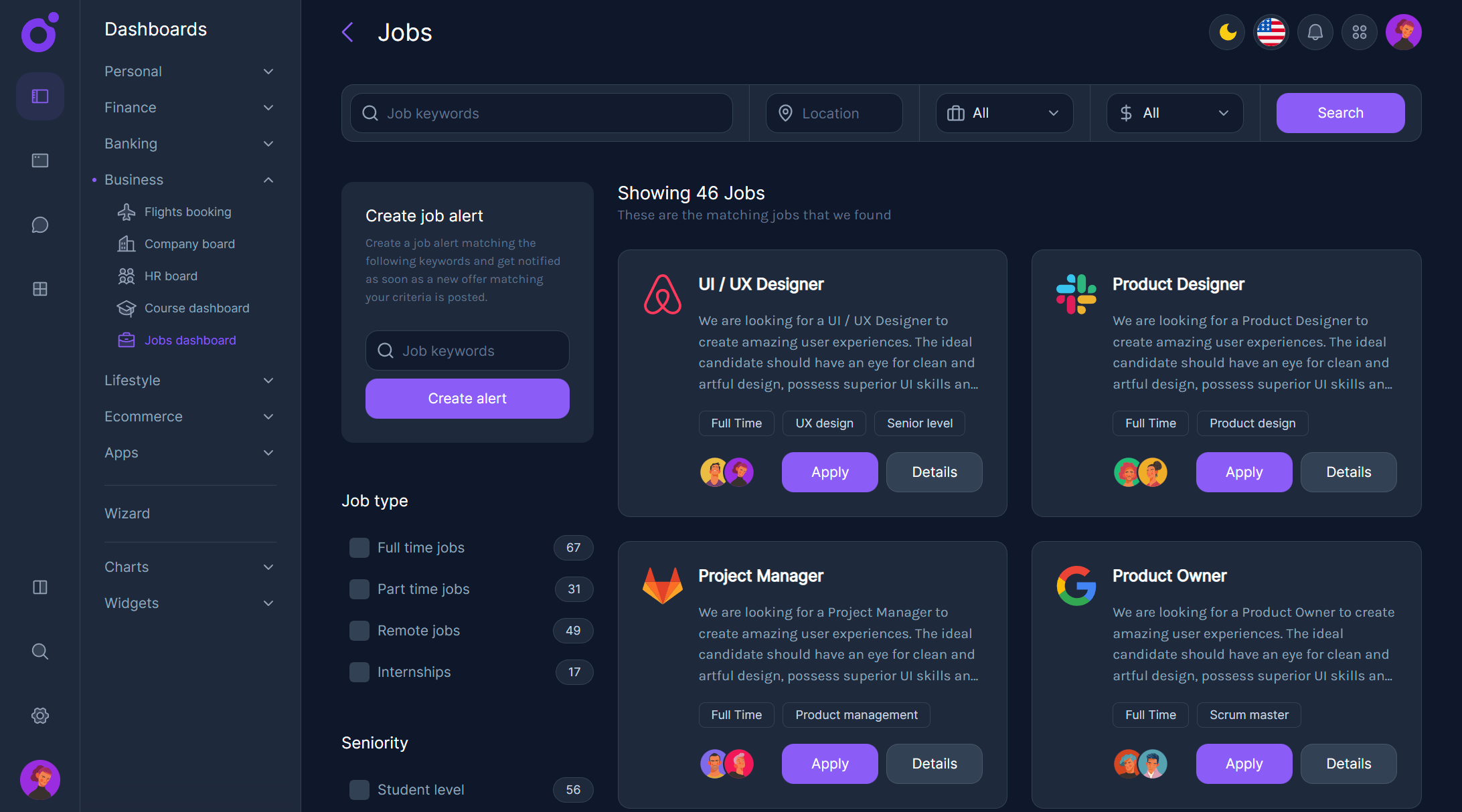 Tairo - Jobs dashboard