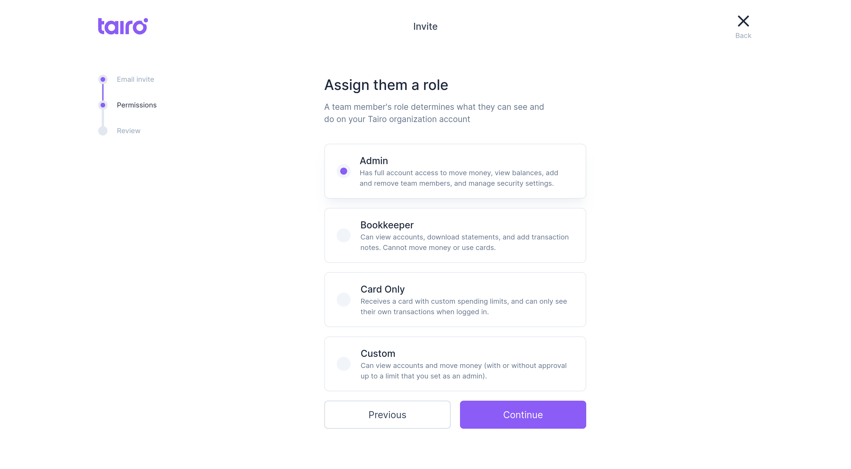 Tairo - Invite - Step 2