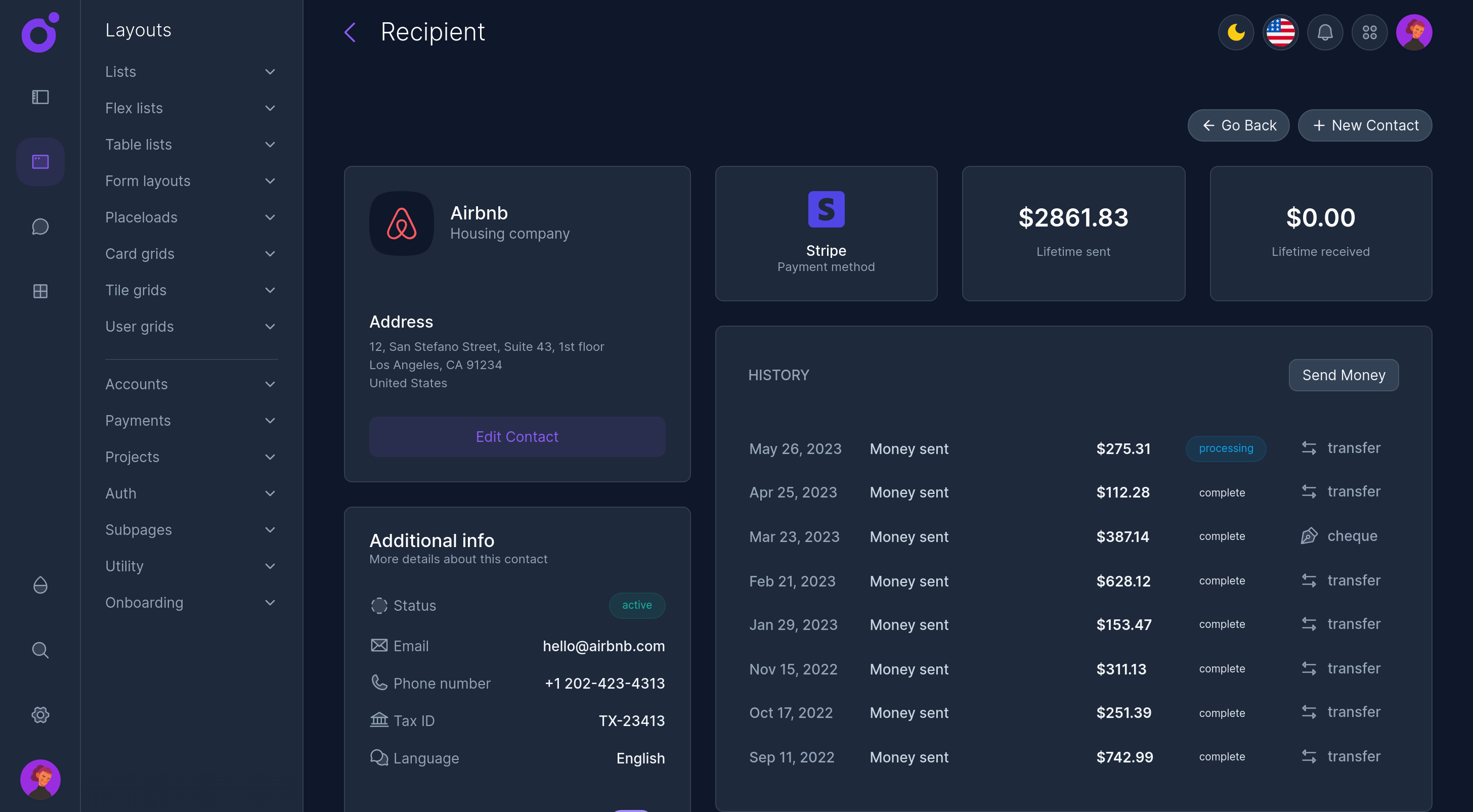 Tairo - Company recipient